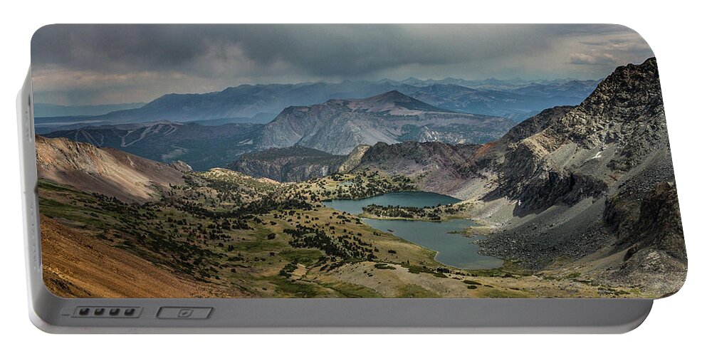 Barren Portable Battery Charger featuring the photograph Scenic View Of Lakes by Ron Koeberer