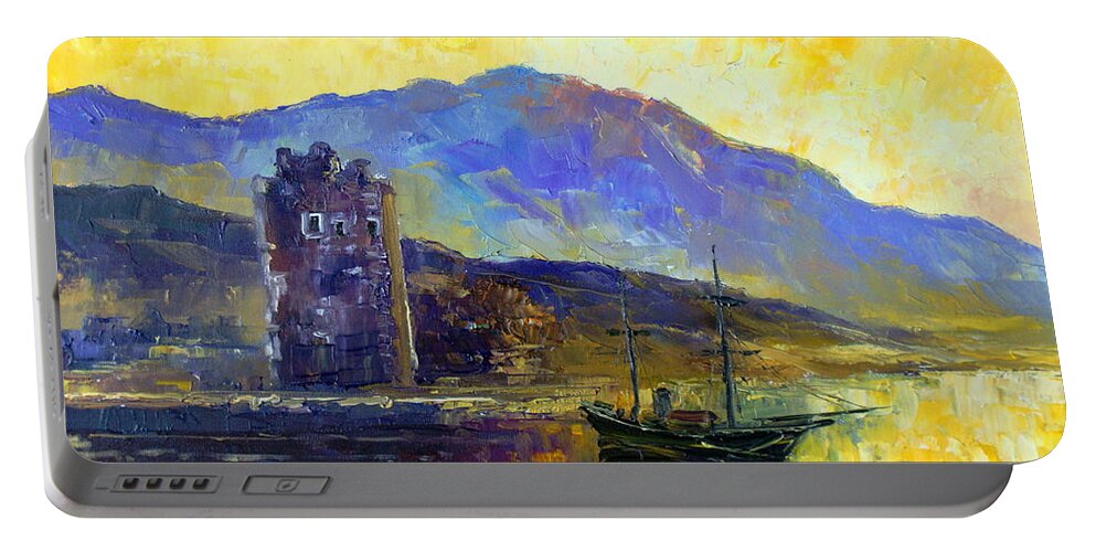 Harbour Portable Battery Charger featuring the painting Scottish impression by Luke Karcz