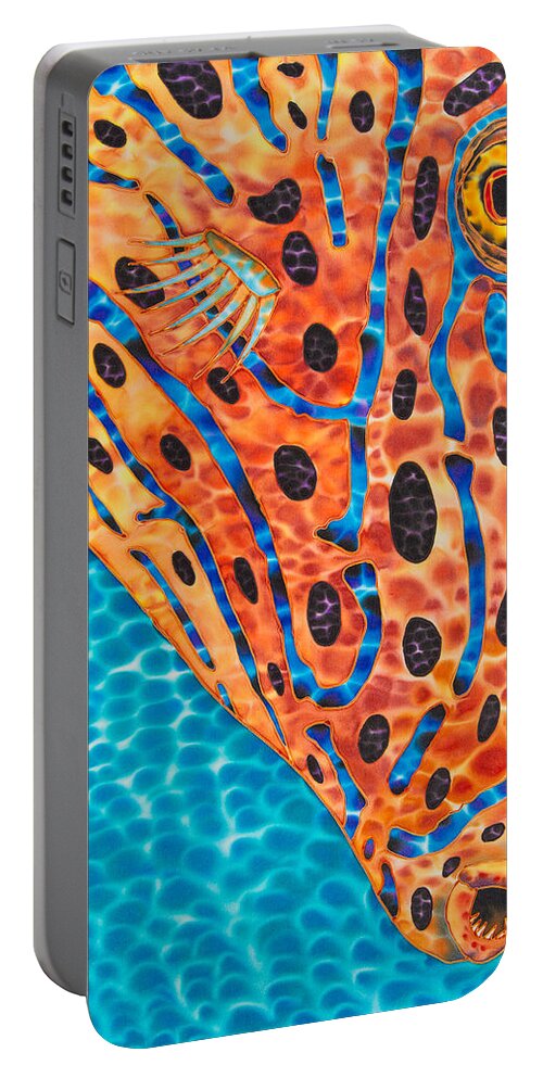 Scrawled Filefish Portable Battery Charger featuring the painting Scrawled File Fish by Daniel Jean-Baptiste