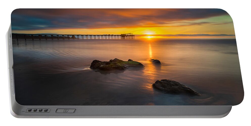 California; Long Exposure; Ocean; Reflection; San Diego; Seascape; Sky; Sunset; Clouds Portable Battery Charger featuring the photograph Scripps Pier Sunset 2 by Larry Marshall