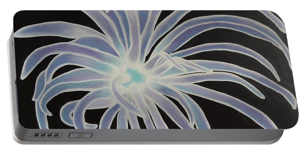 Aquatic Portable Battery Charger featuring the painting Sea Anemone by Dianna Lewis