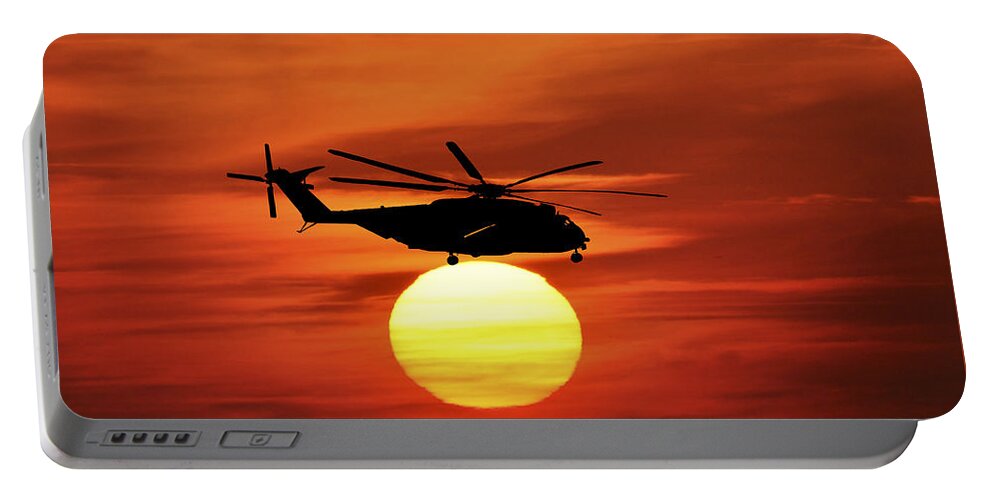 Military Helicopter Portable Battery Charger featuring the photograph Sea Dragon Sunset by Al Powell Photography USA