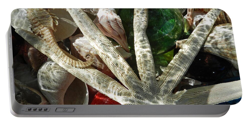 Sea Portable Battery Charger featuring the photograph Sea Horse Star and Shells by Deborah Ferree