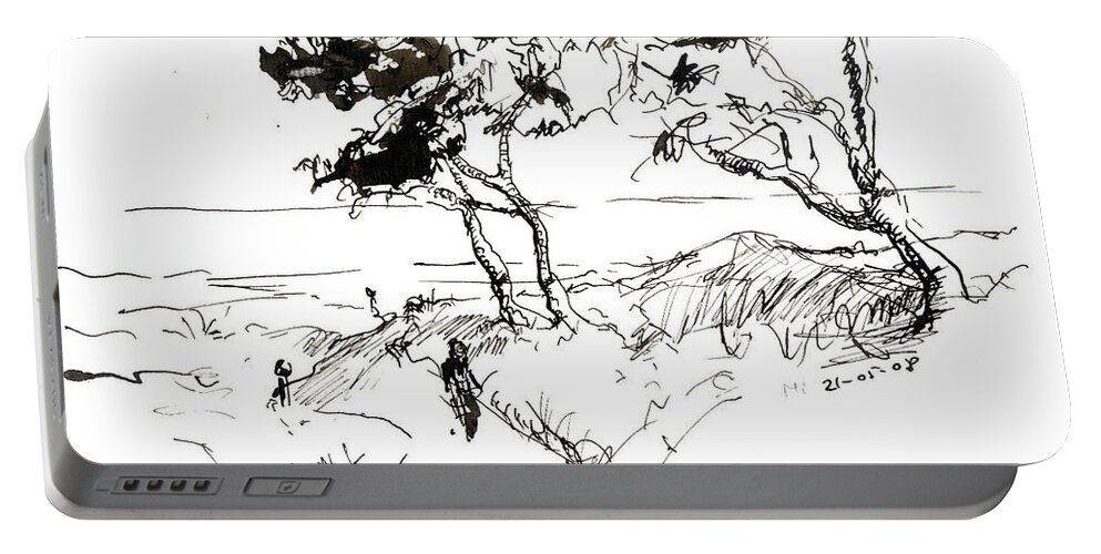 Tree Portable Battery Charger featuring the drawing Sea path_2 by Karina Plachetka