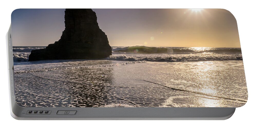 Beach Portable Battery Charger featuring the photograph Sea Stack at Davenport by Weir Here And There