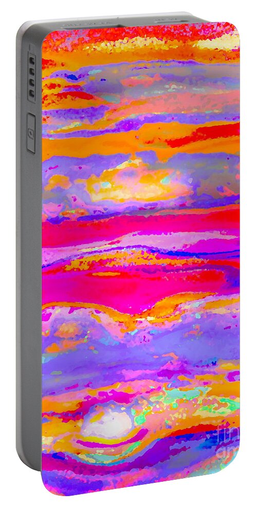 Colorful Rainbow Hued Portable Battery Charger featuring the digital art Sea Sunset Sky by Priscilla Batzell Expressionist Art Studio Gallery