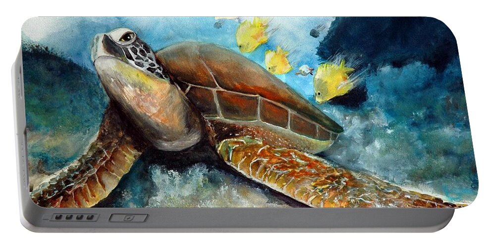 Sea Turtle Portable Battery Charger featuring the painting Sea Turtle I by Bernadette Krupa