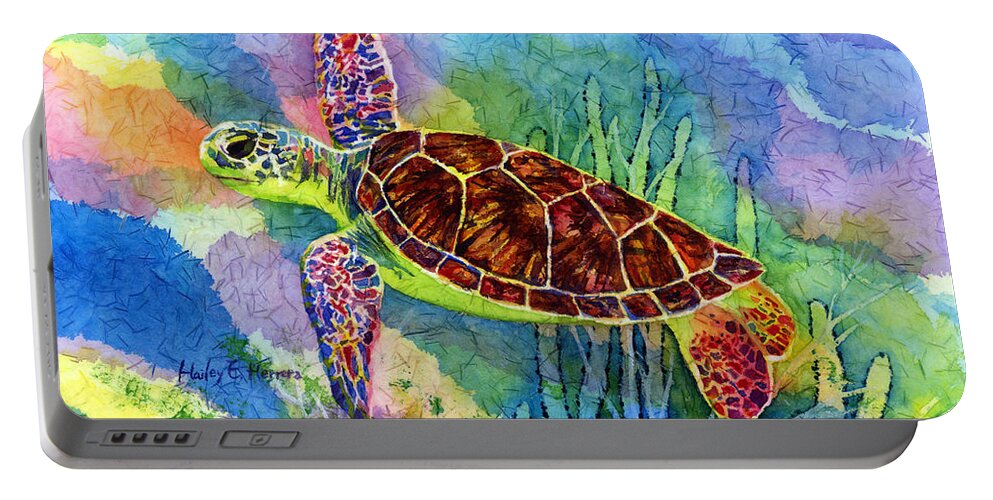 Turtle Portable Battery Charger featuring the painting Sea Turtle by Hailey E Herrera