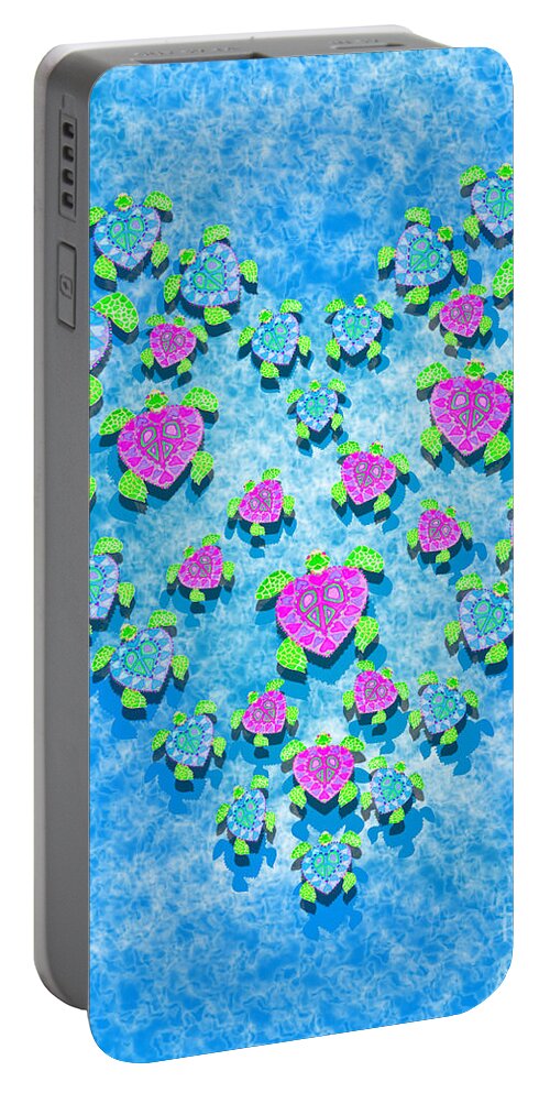 Turtles Portable Battery Charger featuring the digital art Sea Turtle Love by Nick Gustafson