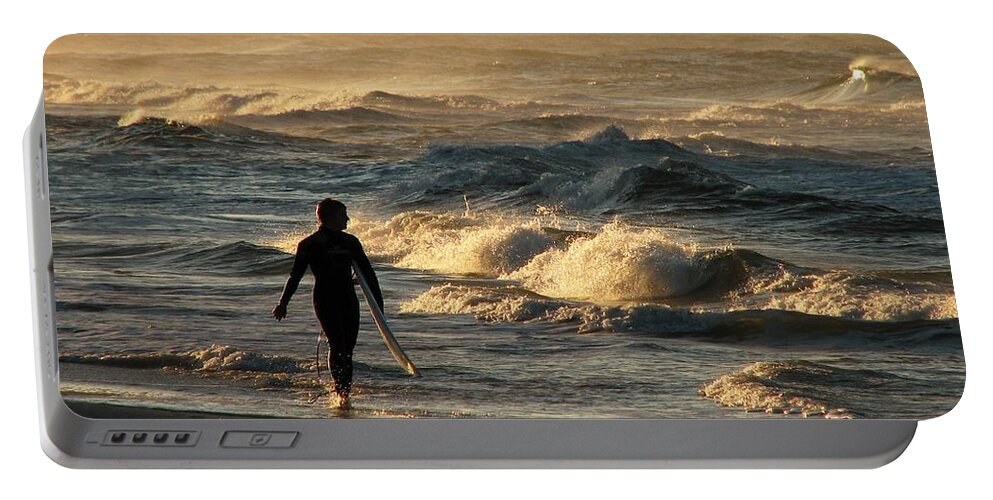 Seascape. Surfing Portable Battery Charger featuring the photograph Searching for the Perfect Wave by Mark Schiffner