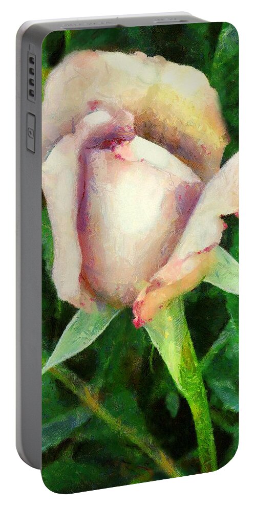 Rose Portable Battery Charger featuring the painting Seashell Rose by RC DeWinter