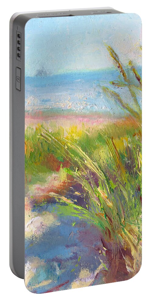 Seaside Portable Battery Charger featuring the painting Seaside Afternoon by Talya Johnson