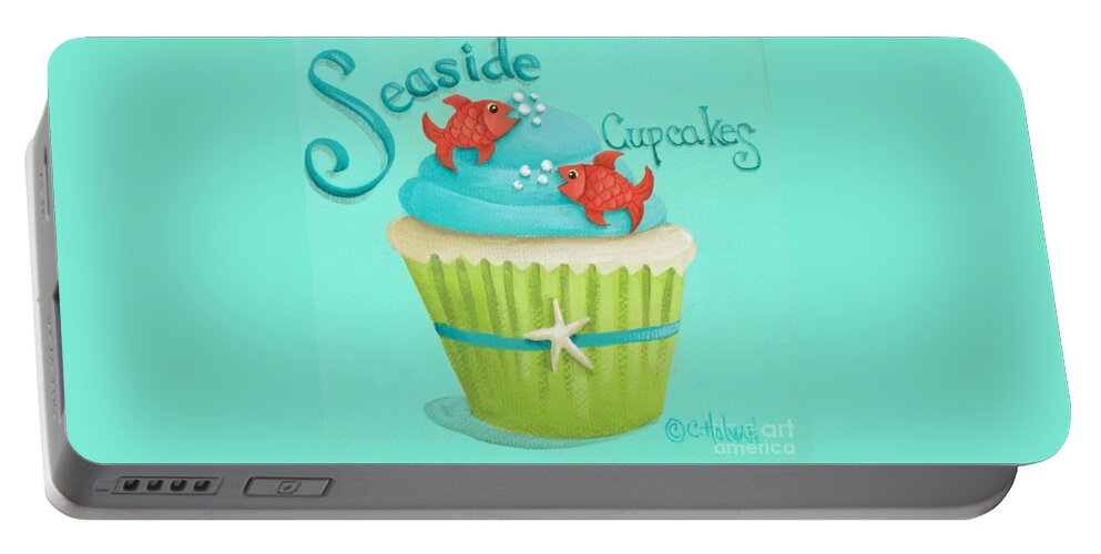 Art Portable Battery Charger featuring the painting Seaside Cupcakes by Catherine Holman