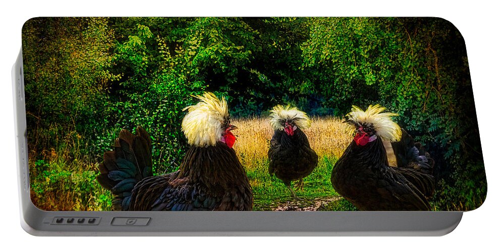 Chicken Portable Battery Charger featuring the photograph Secret Conclave Of The Barristers by Chris Lord