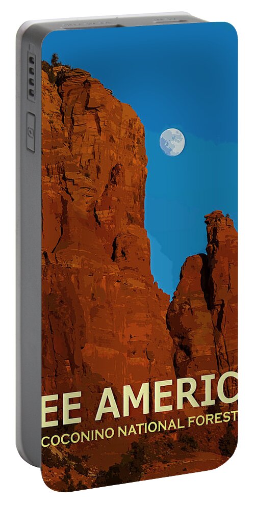 Poster Portable Battery Charger featuring the digital art See America - Coconino National Forest by Ed Gleichman