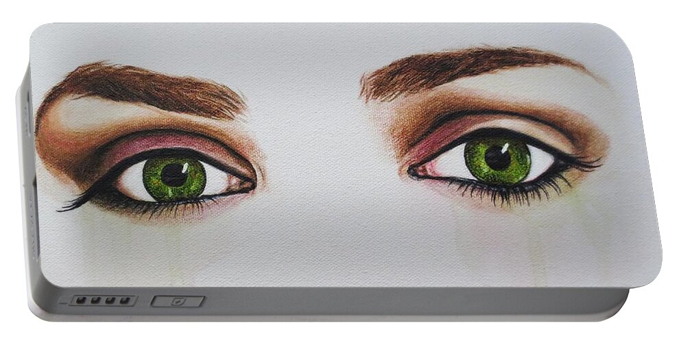 Eye Painting Portable Battery Charger featuring the painting Seeing Into The Soul #4 by Malinda Prud'homme