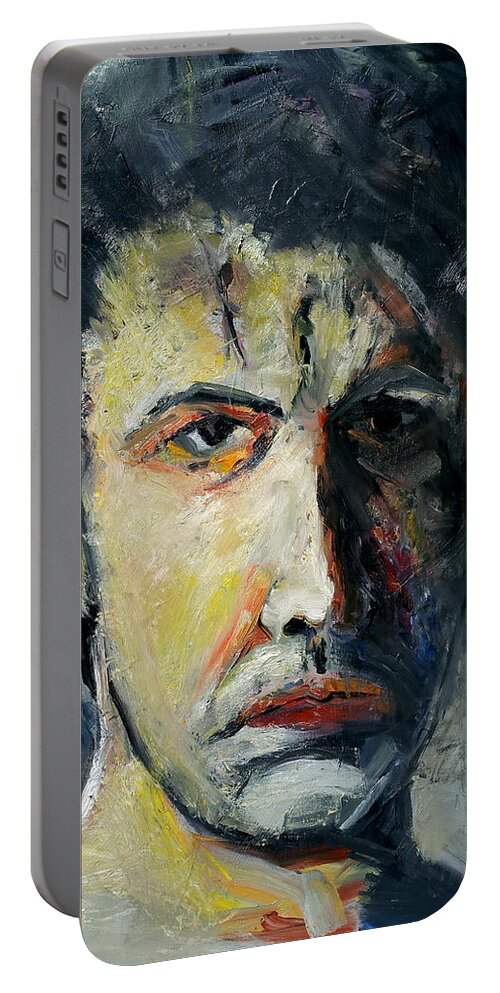 Self Portrait Portable Battery Charger featuring the painting Self Portrait Gray Green by John Gholson
