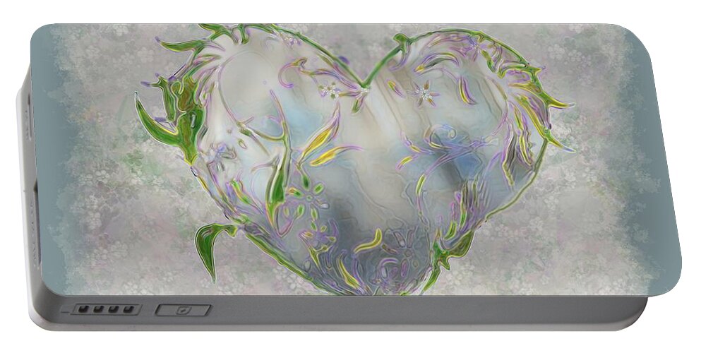 Heart Portable Battery Charger featuring the painting Sending Out New Shoots by RC DeWinter