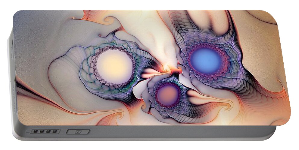 Abstract Portable Battery Charger featuring the digital art Sensorial Nirvana by Casey Kotas