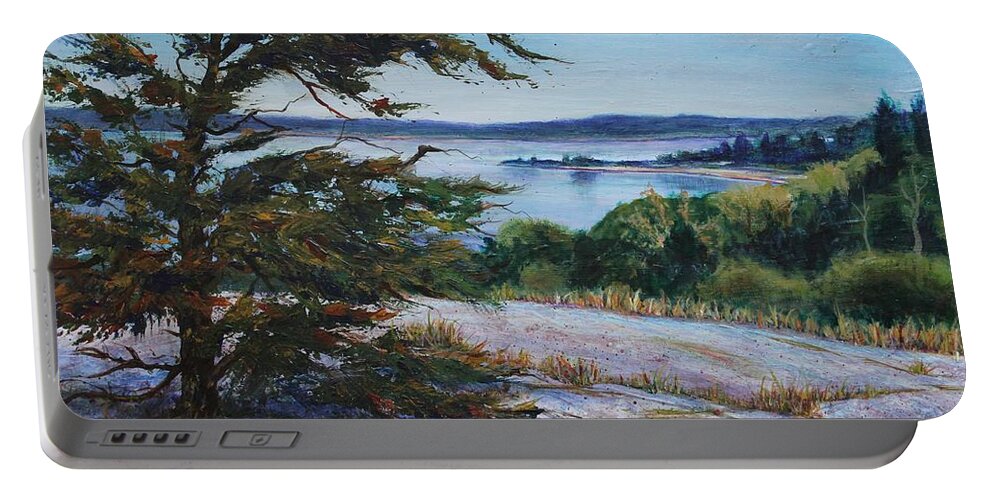 Tree Portable Battery Charger featuring the painting Sentinal by Ruth Kamenev