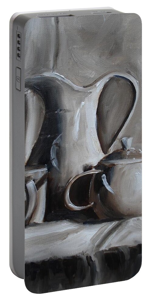 Sepia Still Life Portable Battery Charger featuring the painting Sepia Still Life by Donna Tuten