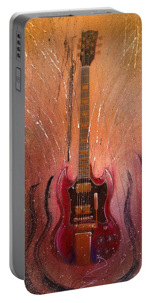 Guitar Portable Battery Charger featuring the painting SG by Andrew King