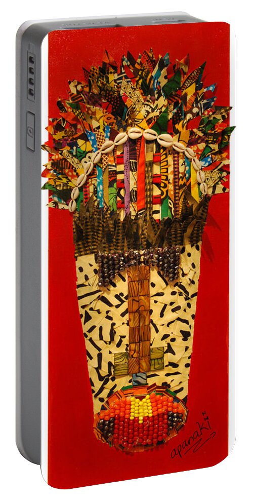 Tribal Mask Portable Battery Charger featuring the tapestry - textile Shaka Zulu by Apanaki Temitayo M
