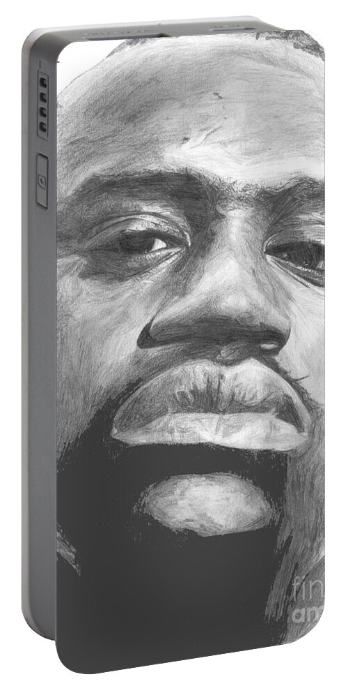 Shaq Portable Battery Charger featuring the drawing Shaq by Tamir Barkan