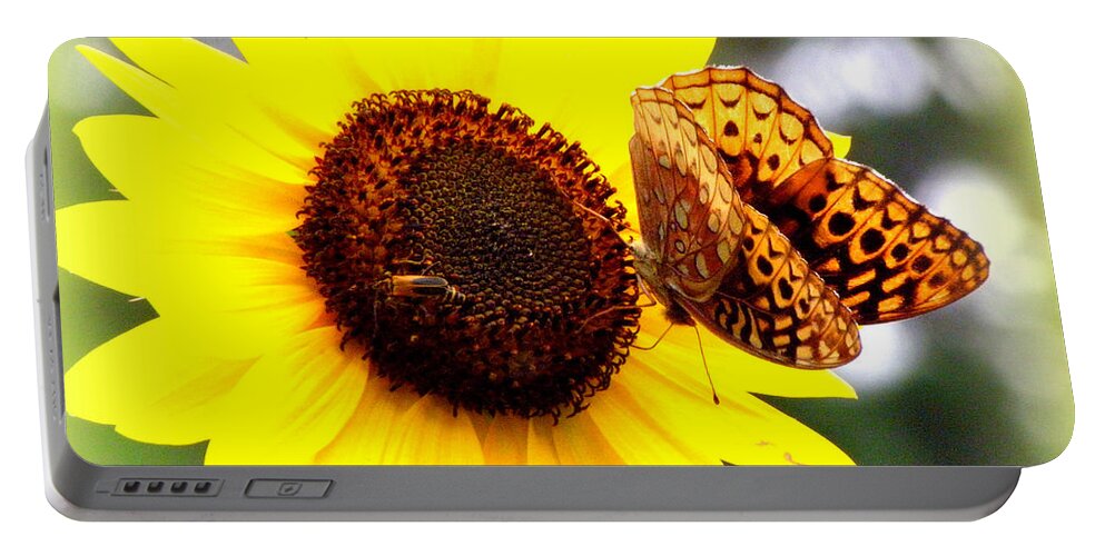 Flower Portable Battery Charger featuring the photograph Sharing the Sunflower by Kim Galluzzo Wozniak