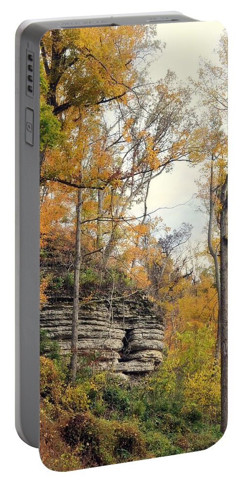Bluff Portable Battery Charger featuring the photograph Shawee Bluff in Fall by Marty Koch