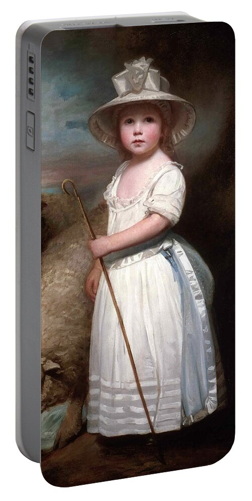 George Romney Portable Battery Charger featuring the painting Shepherd Girl. Little Bo-Peep by George Romney