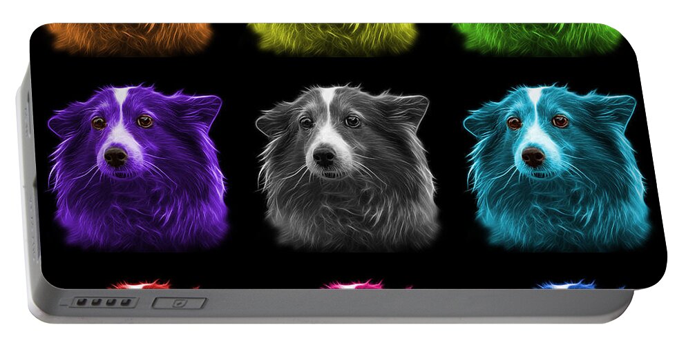 Sheltie Portable Battery Charger featuring the mixed media Shetland Sheepdog Dog Art 9973 - BB - M by James Ahn