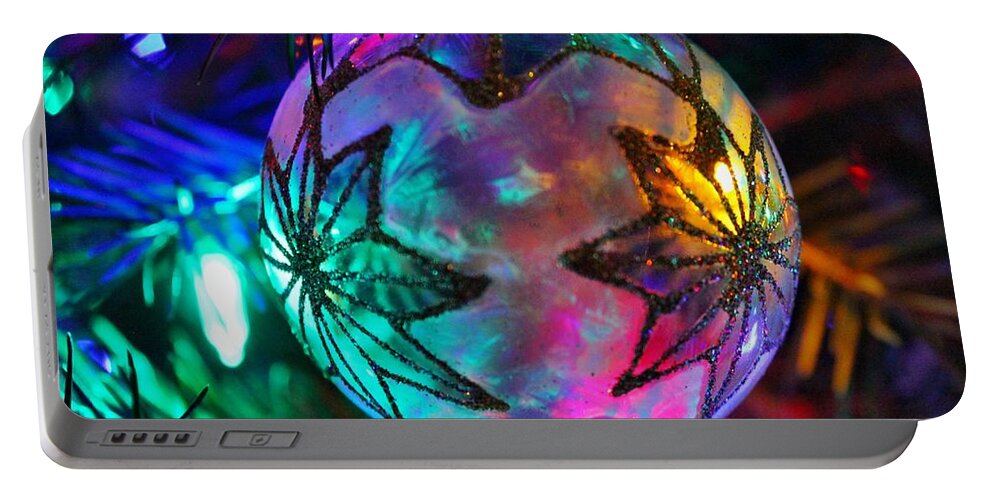 Christmas Portable Battery Charger featuring the photograph Shimmering Multifacted Glow by Judy Palkimas
