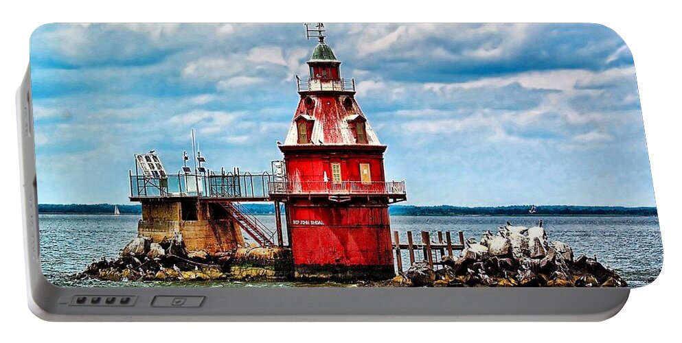 Lighthouse Portable Battery Charger featuring the photograph Ship John Shoal light by Nick Zelinsky Jr