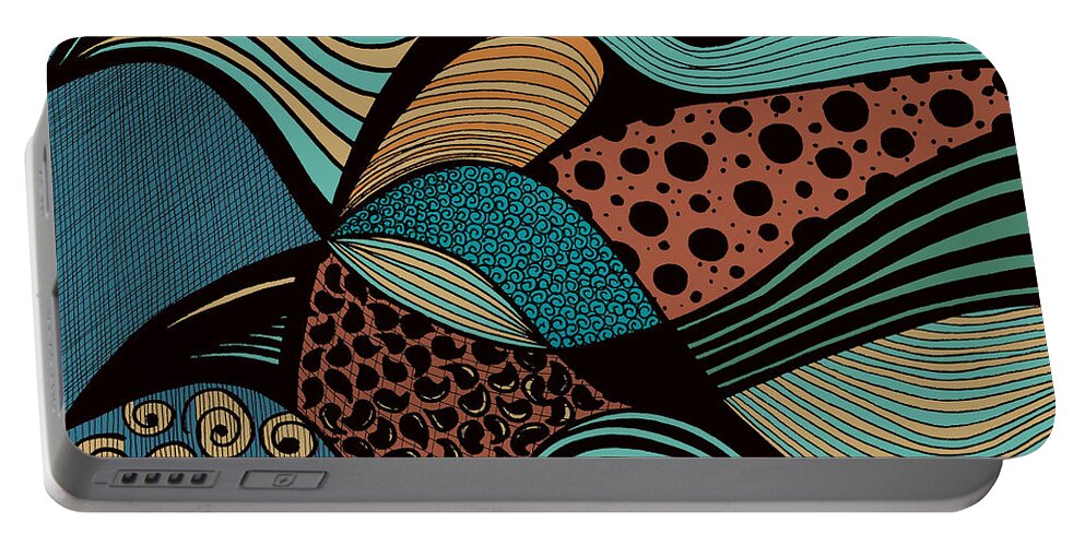 Abstract Portable Battery Charger featuring the photograph Shore Birds by Lynellen Nielsen