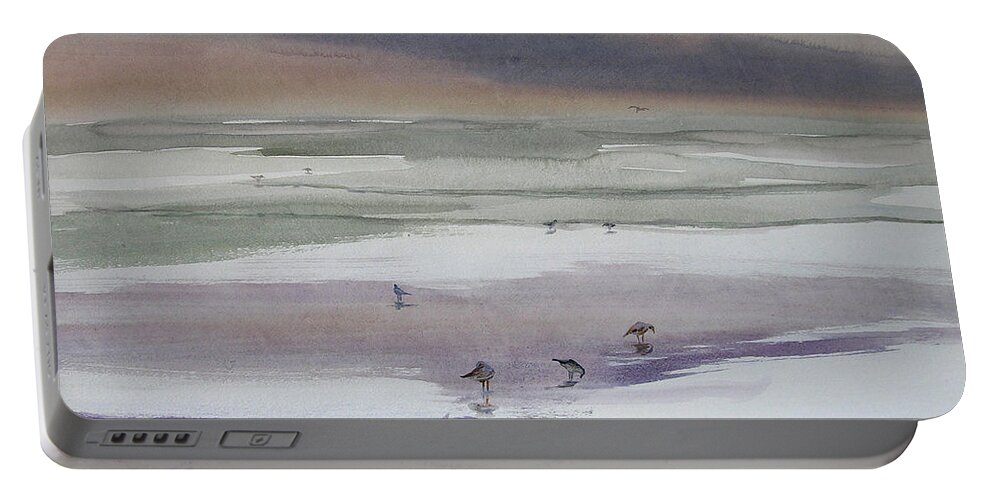 Original Paintings Portable Battery Charger featuring the painting Shoreline Birds II by Julianne Felton