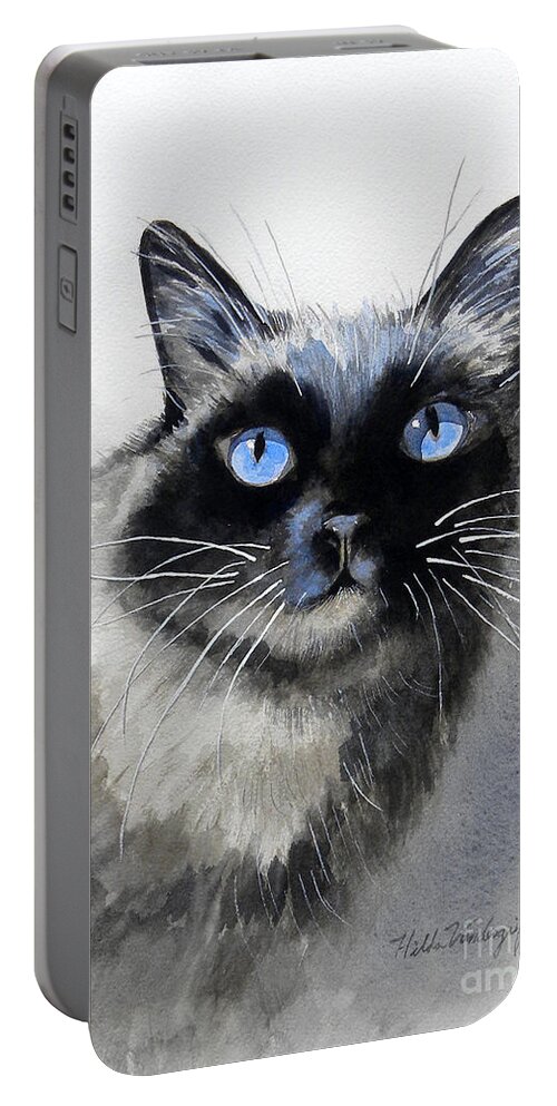 Siamese Portable Battery Charger featuring the painting Siamese Cat by Hilda Vandergriff