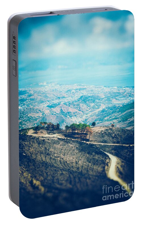 Messina Strait Portable Battery Charger featuring the photograph Sicilian land after fire by Silvia Ganora
