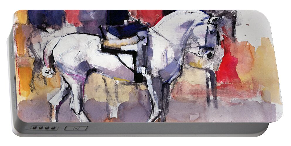 Side Portable Battery Charger featuring the photograph Side-saddle At The Feria De Sevilla, 1998 Mixed Media On Paper by Mark Adlington