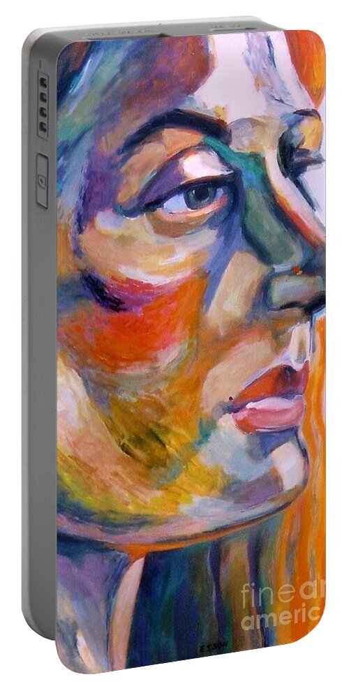 Woman Portable Battery Charger featuring the painting Sideview Of A Woman by Stan Esson