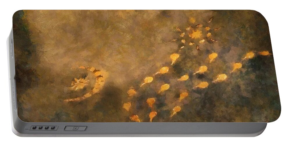 Abstract Portable Battery Charger featuring the painting Signs and Portents by RC DeWinter