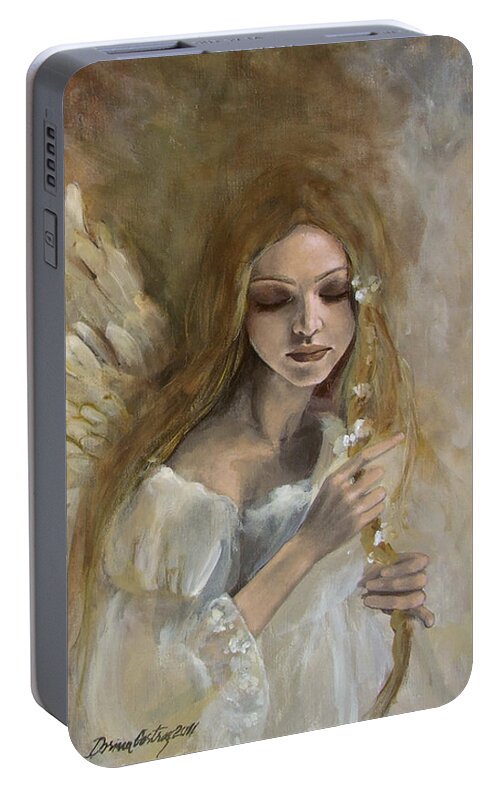 Angels Portable Battery Charger featuring the painting Silence by Dorina Costras