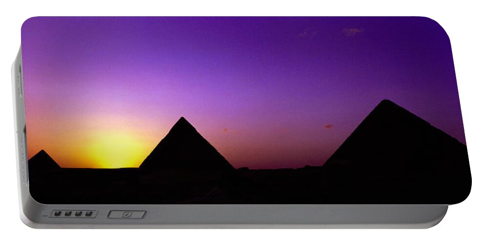 Photography Portable Battery Charger featuring the photograph Silhouette Of Pyramids At Dusk, Giza by Panoramic Images