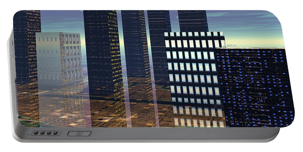 Digital Art Portable Battery Charger featuring the digital art Silicon City by Phil Perkins