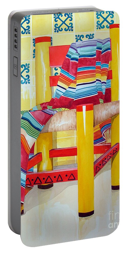 Still Life Painting Portable Battery Charger featuring the painting Silla de la Cocina--Kitchen Chair by Kandyce Waltensperger
