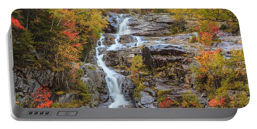 Silver Cascade Portable Battery Charger featuring the photograph Silver Cascade waterfall White Mountains New Hampshire by Ken Brown