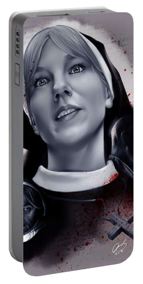 Pete Portable Battery Charger featuring the painting Sister Mary Eunice by Pete Tapang