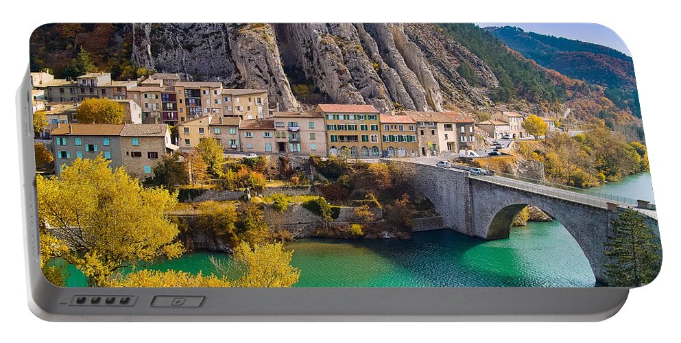 Sisteron Portable Battery Charger featuring the photograph Sisteron on the Banks of the La Durance France by Kimberly Blom-Roemer