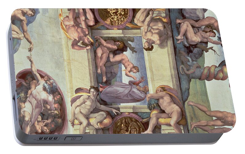 Sistine Chapel Ceiling 1508 12 The Creation Of Eve 1510 Fresco Post Restoration Portable Battery Charger