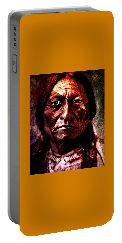 Sitting Bull Portable Battery Charger featuring the painting Sitting Bull - Warrior - Medicine Man by Hartmut Jager